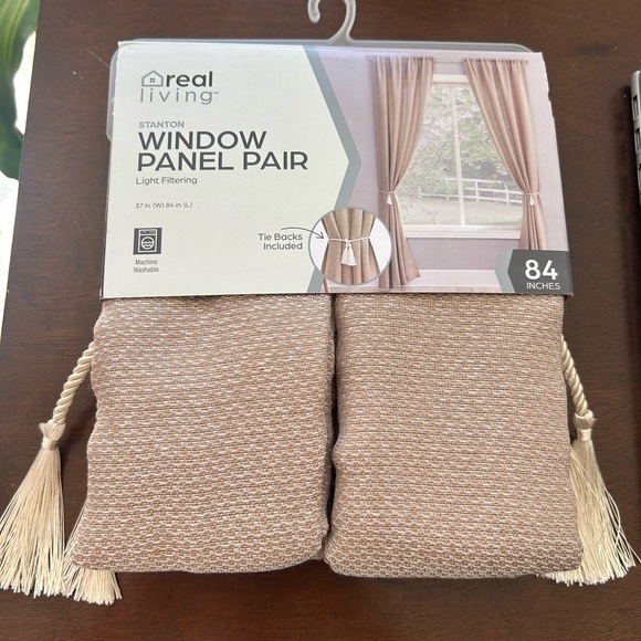 Beige Window Panel Pair - Picture 1 of 2